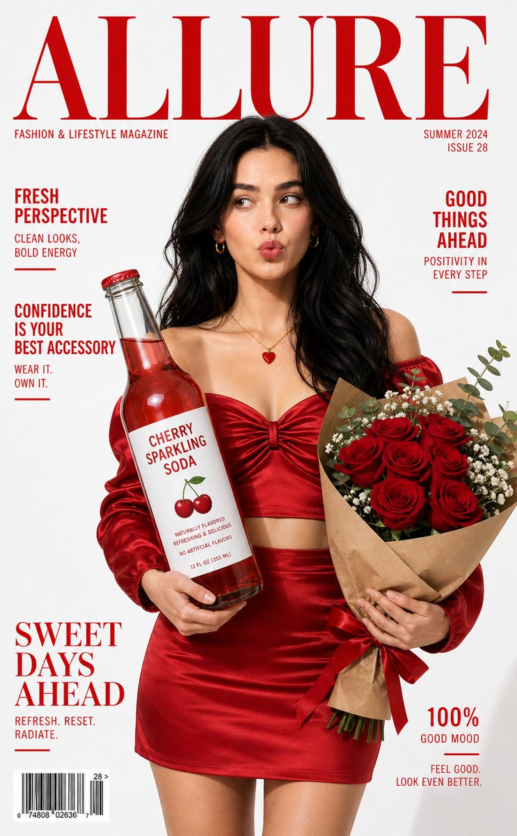 Red Elegance: Cherry Soda Meets Summer Fashion - PromptGather image 1
