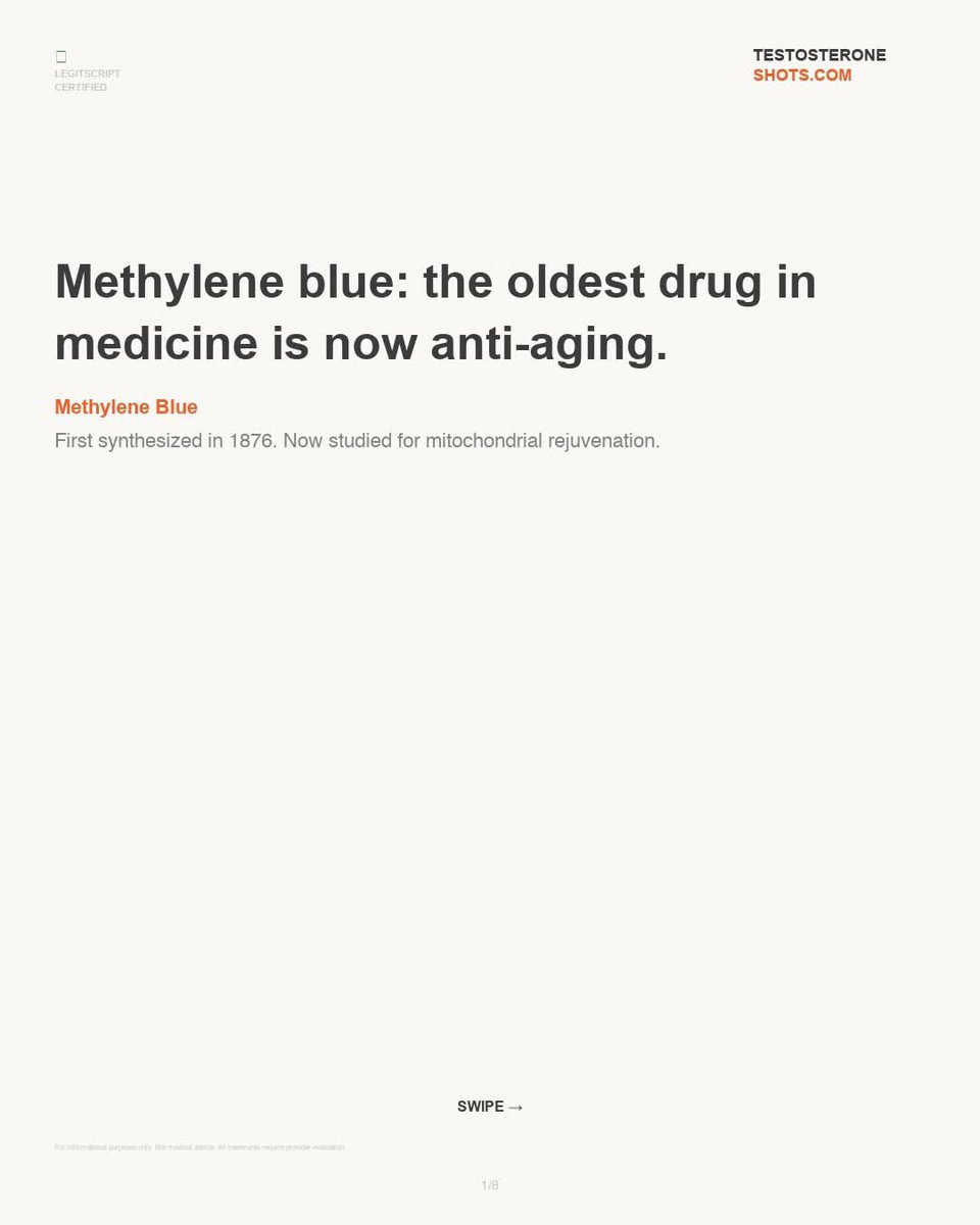 __Testosterone_'s tweet image. Most people focus on symptoms.

Very few focus on cellular energy.

That’s where compounds like methylene blue come in.

If you’re serious about optimizing how you feel and perform, you need to understand what’s happening at the mitochondrial level.

#PerformanceHealth #Longevity