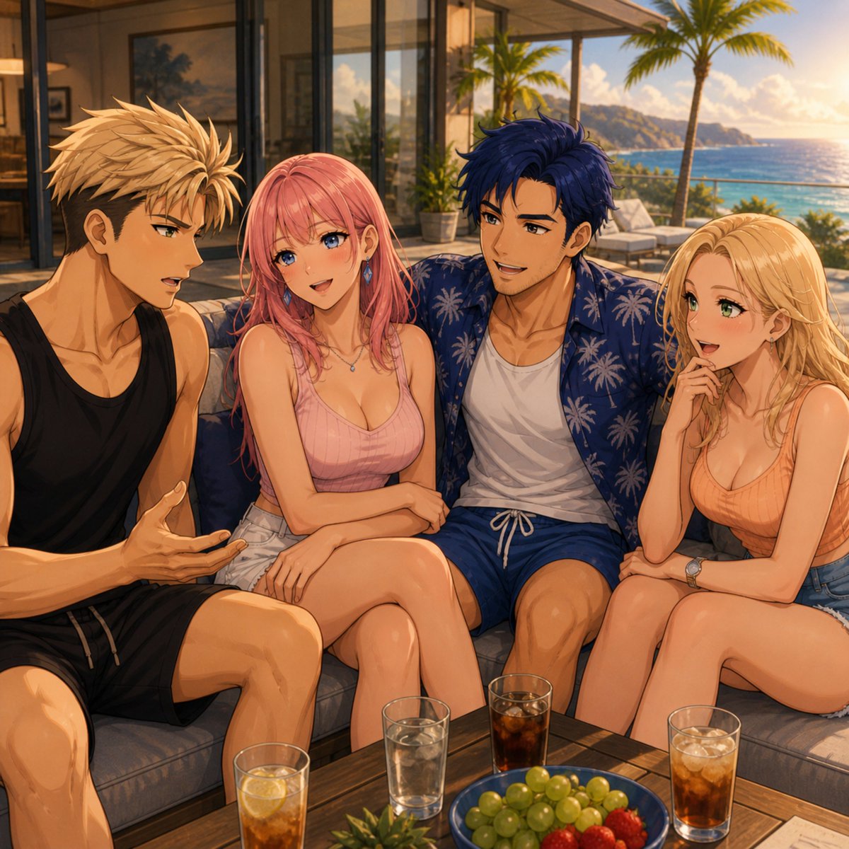 Aetuovldz's tweet image. Holidays part 1 #holidays #beach #pooltime #friends #anime