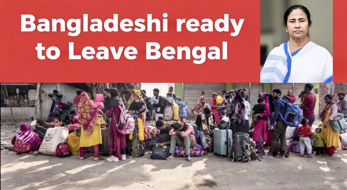 MrSandeepPhogat's tweet photo. 🚨 SHOCKING FROM BENGAL🚨

Bangladeshis packed &amp; ready to LEAVE Bengal⚡️

🎯After years of appeasement politics, the reverse migration has started 👀  

Is this the END for Mamata Banerjee?  

Bengal is changing🔥
Share if you agree.
#electionresult2026 https://t.co/SWZXq1UPfu