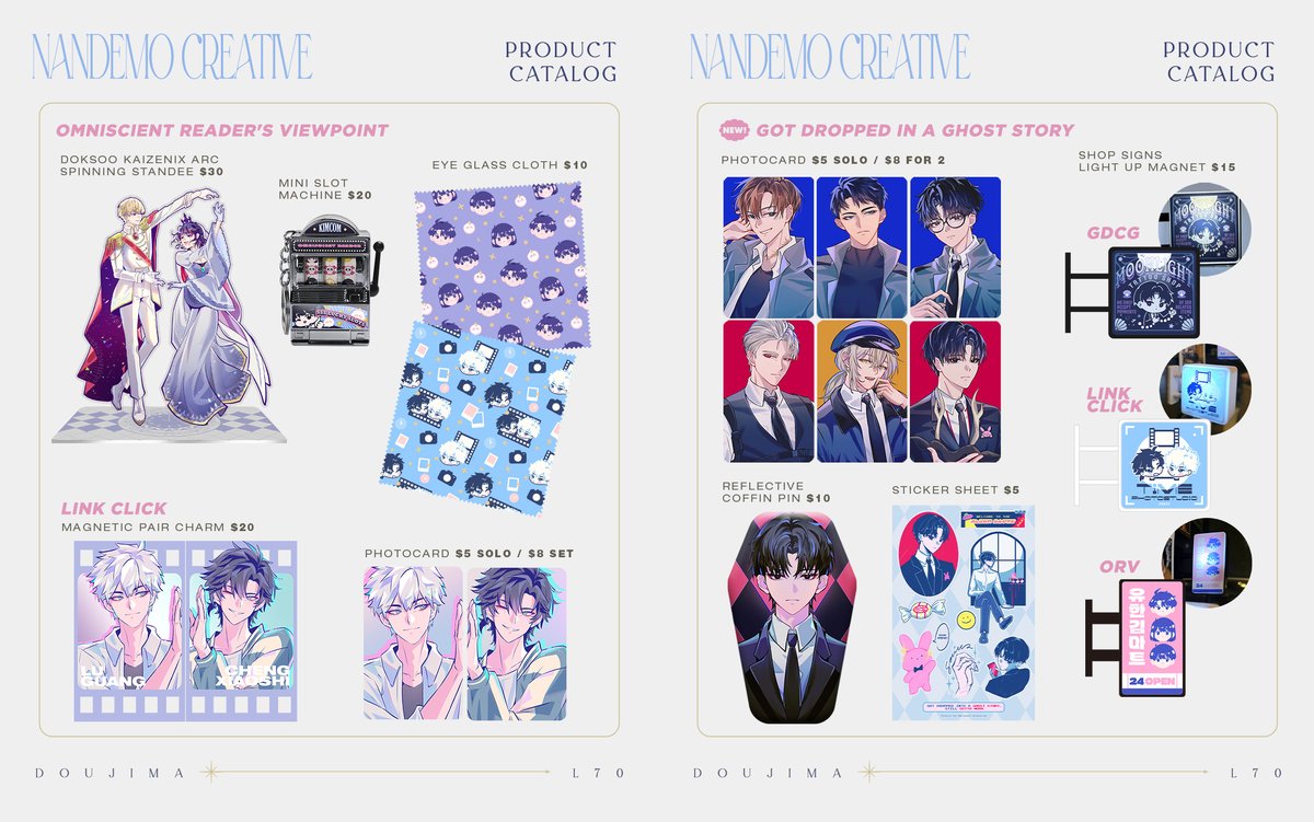 My merch catalog for Doujima!!
Excited to be finally be bringing my ORV cards to Singapore! #doujima2026

✨ orv, gdcg, alnst, link click, hololive, tamon, uma, persona, hoyo
🌟 Table L70 w bulbaasaur

See you there!! (1/2)
#doujimasg #doujima2026catalogue