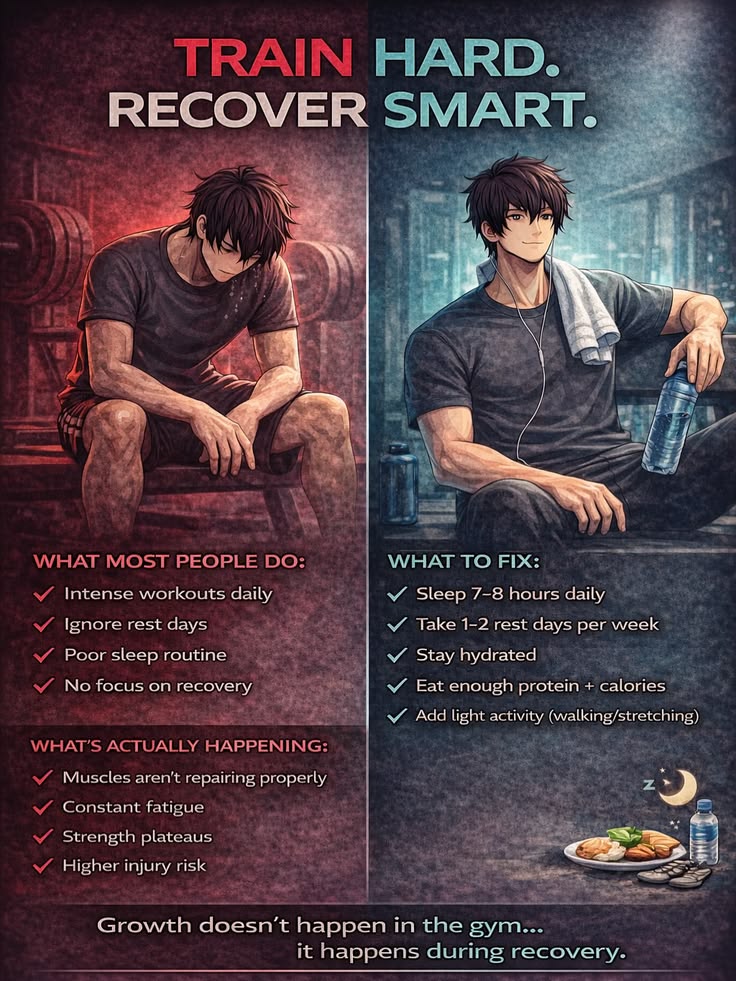 Fitness_head_'s tweet image. If you’re hitting the gym 7 days a week but seeing zero gains, you’re not outworking the competition—you’re outworking your body’s ability to recover. Train with intensity, but recover with intention.

#FitnessTips #Bodybuilding #Recovery #GymMotivation #OverTraining #RestDay