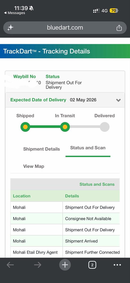 ishar_adv's tweet photo. @BlueDart_  I always face issue with you and @DTDCIndia. Either both of you don’t pay well or your delivery team is so incompetent that they don’t visit the place and update status while sitting office. If item not delivered today or i will consider legal action. https://t.co/YwUaSXeXX4