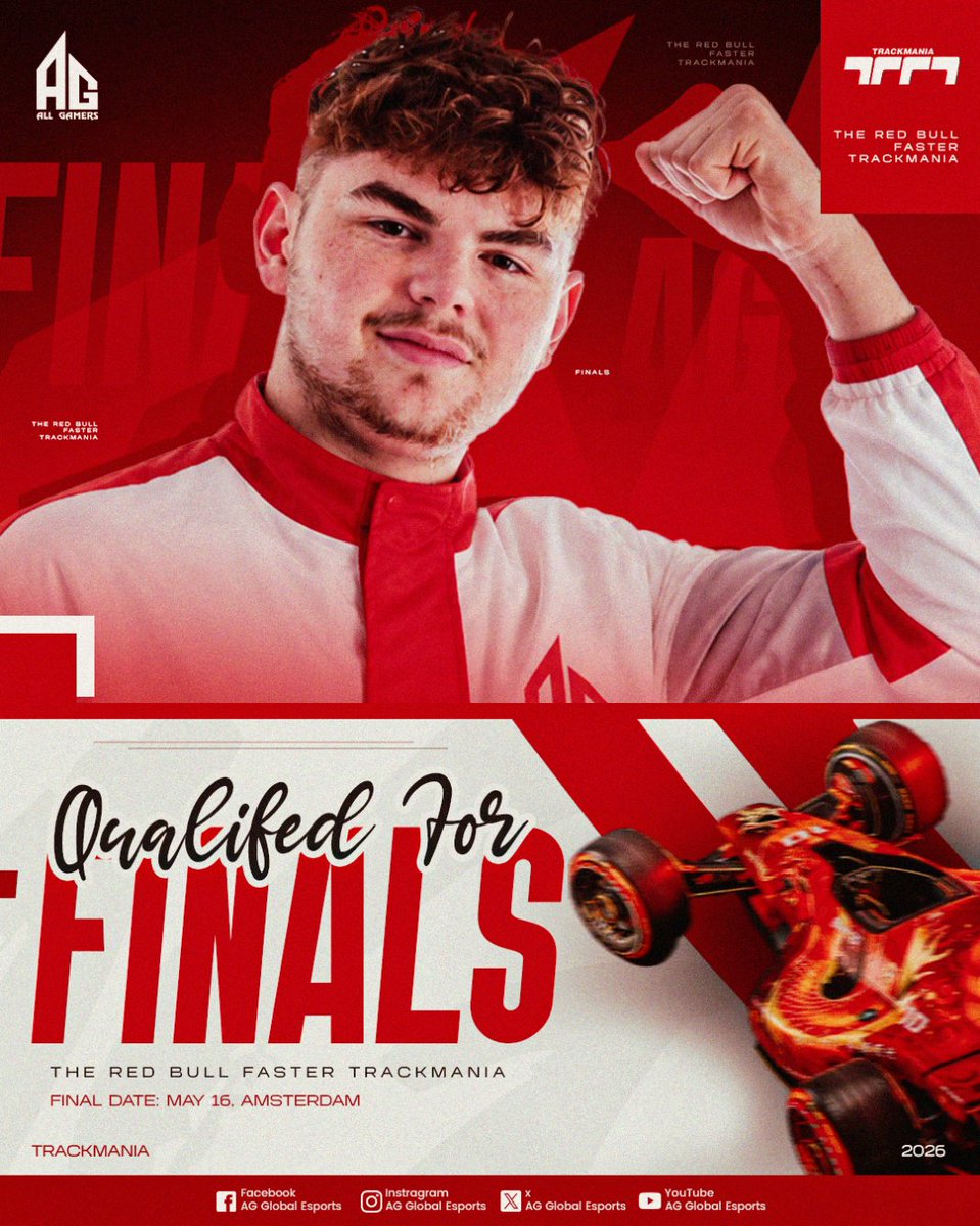 AGGlobalEsports's tweet photo. Trackmania Finals – May 16, 2026 – Amsterdam

The wait is over.
The world’s fastest drivers take on the ultimate track.
One city. One race. One champion.

Amsterdam. May 16.
Be there.

#EWC #AGGLOBAL https://t.co/pq2PBQ4N2h