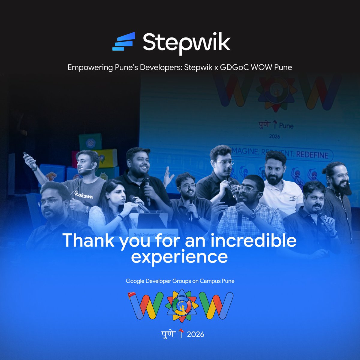 Reflecting on #WOWPune2026! 🏢🚀

Our collab with <a href="/GDGoCPune/">GDGoC WoW x GDGoC Pune</a> was about more than sponsorship- it was about fueling the AI ecosystem. Seeing devs bridge the gap between theory &amp; real-world app is why we built Stepwik.

Thanks to everyone who joined us! 🛠️

#Stepwik #WoWPune #AI