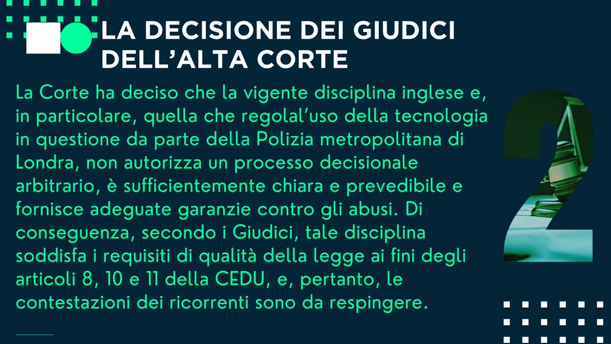 guidoscorza's tweet photo. #Privacydaily | UK: l’Alta Corte respinge un ricorso contro l’uso del riconoscimento facciale intelligente in tempo reale da parte della polizia metropolitana di Londra. Le regole ci sono e sono compatibili con la Convenzione sui diritti dell’uomo (CEDU) | Qui la sintesi puntuale della decisione per chi volesse approfondire https://t.co/KWyFObrhfL