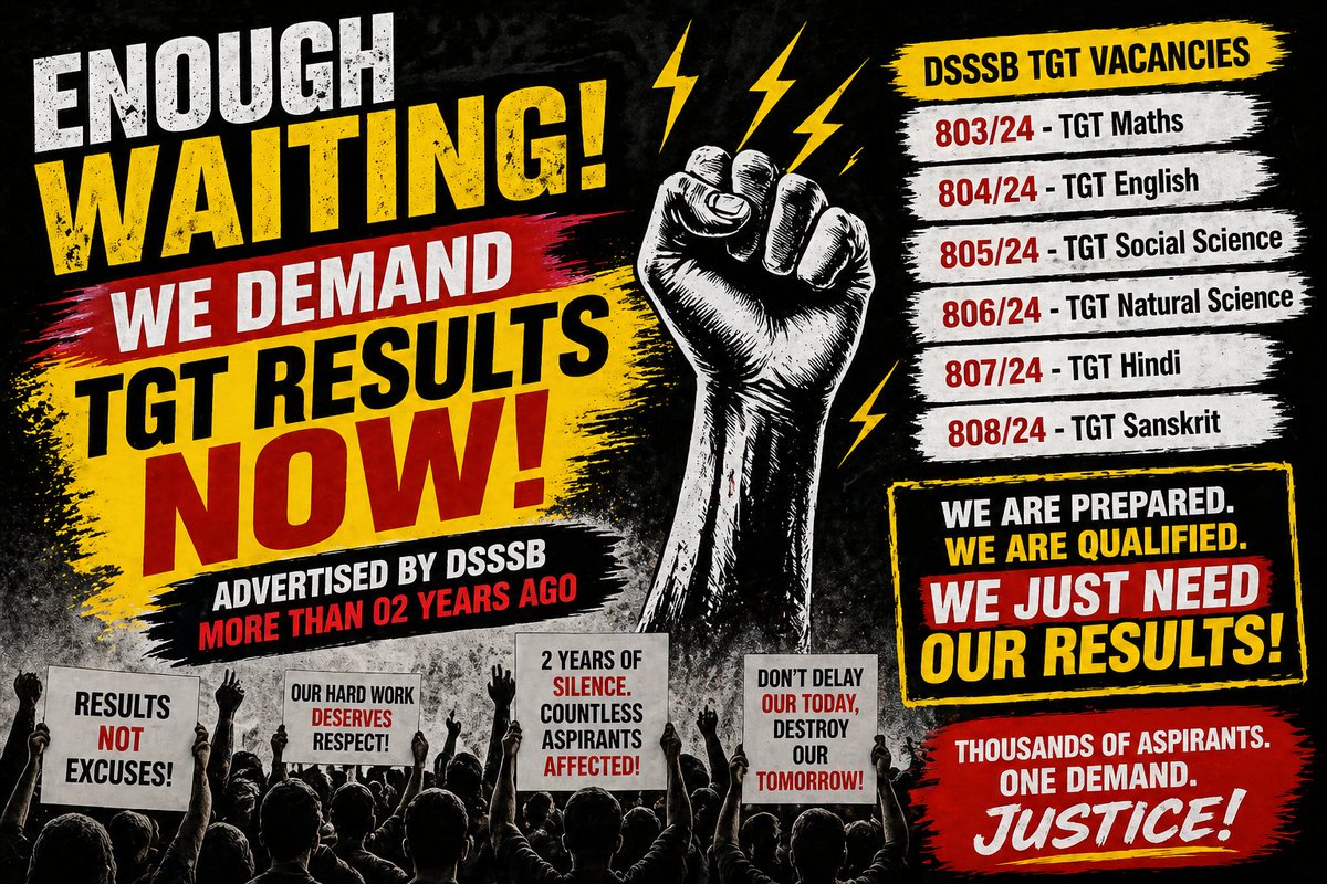 HappyPerso6097's tweet photo. We just need our result.
Declare TGT's Result Now.
#releasetgtresults
@LtGovDelhi

@Dir_Education

@dsssbofficial

@gupta_rekha

@CMODelhi
 
@LokNiwasDelhi https://t.co/y1Omk3gkeC