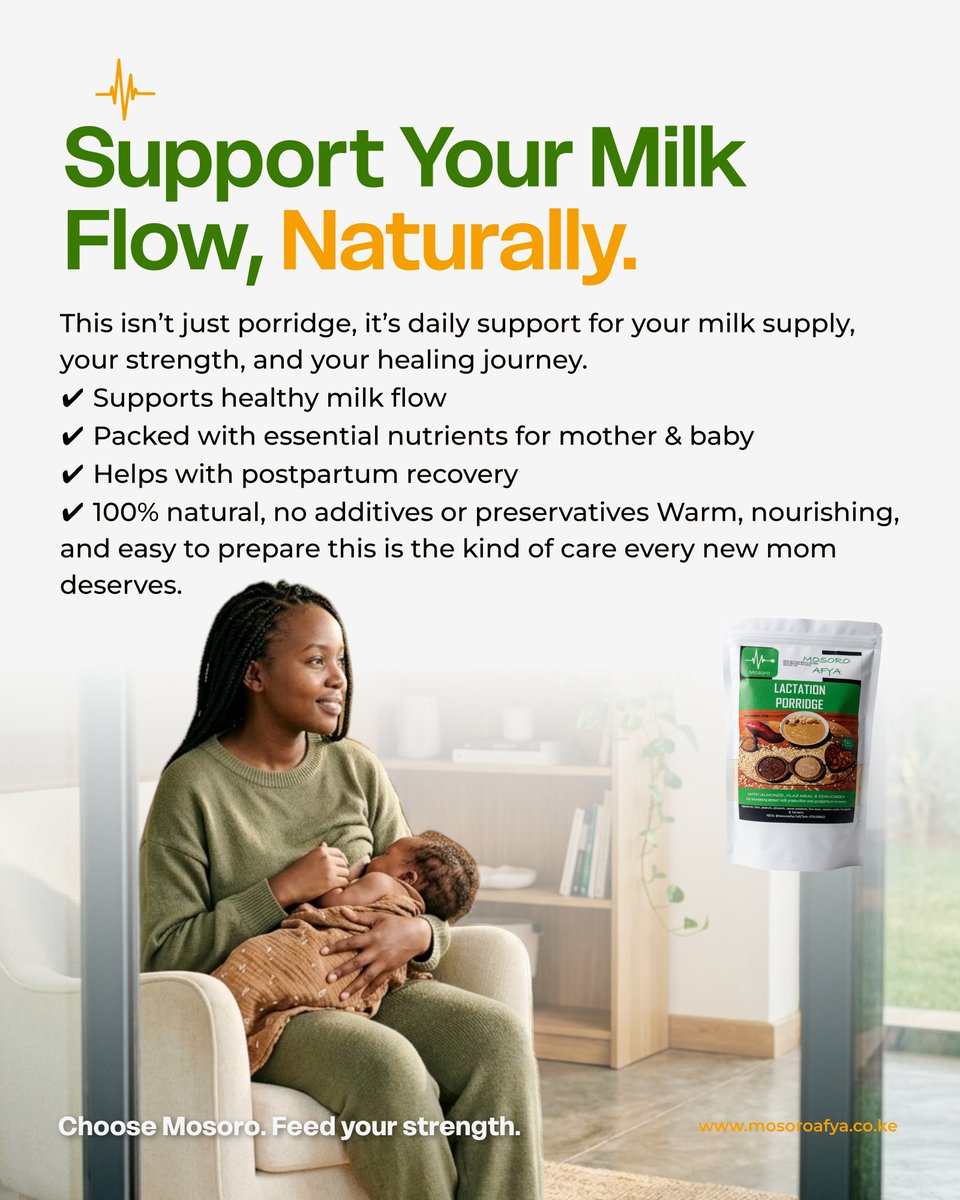 Mosoroafyake's tweet photo. Your body is doing something powerful so it needs real nourishment to keep up.  Our Lactation Porridge Flour has a thoughtful blend of oats, almonds, peanuts, flax seeds, sesame seeds, sweet potato, and turmeric, traditionally trusted to support breastfeeding mothers. https://t.co/Vc45jvyl4v