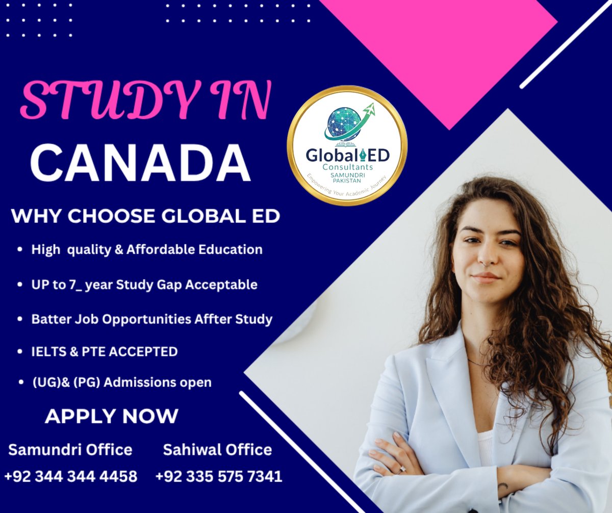 Globalsmd's tweet image. Sahiwal Office
+92 335 575 7341
Samundri Office   +92 344 344 4458. #StudyInCanada #GlobalED #CareerGoals