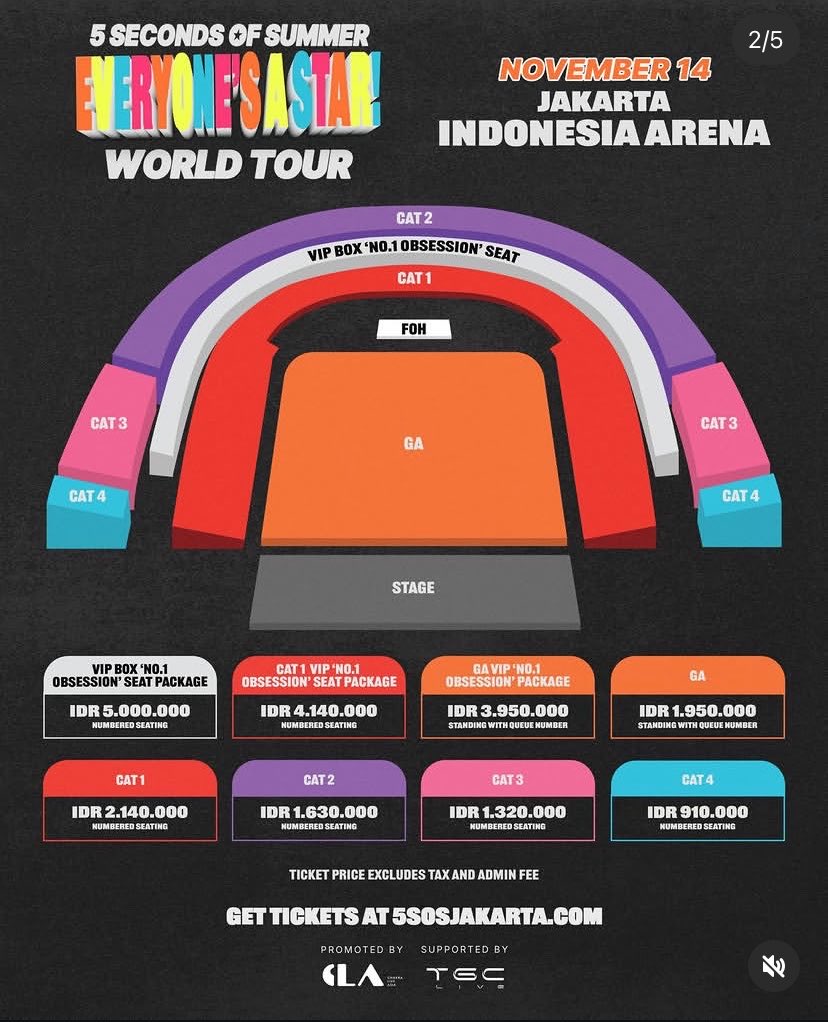 jayatikID's tweet photo. [OPEN TICKETING SERVICE/JASTIP WAR TICKET]

5SOS Everyone’s A Star! in Jakarta

💸 Fee: 
• VIP BOX 400K/TIX
• ⁠CAT1 VIP - GA VIP 350K/Tix
• ⁠Cat1 300K/Tix
• ⁠GA-CAT2 250K/TIX
• ⁠CAT3-CAT4 200K/TIX

🍪 Personal Account/Our Data
💵 Self payment
🍀 fee dibayar after secure https://t.co/LBSUxee4wQ