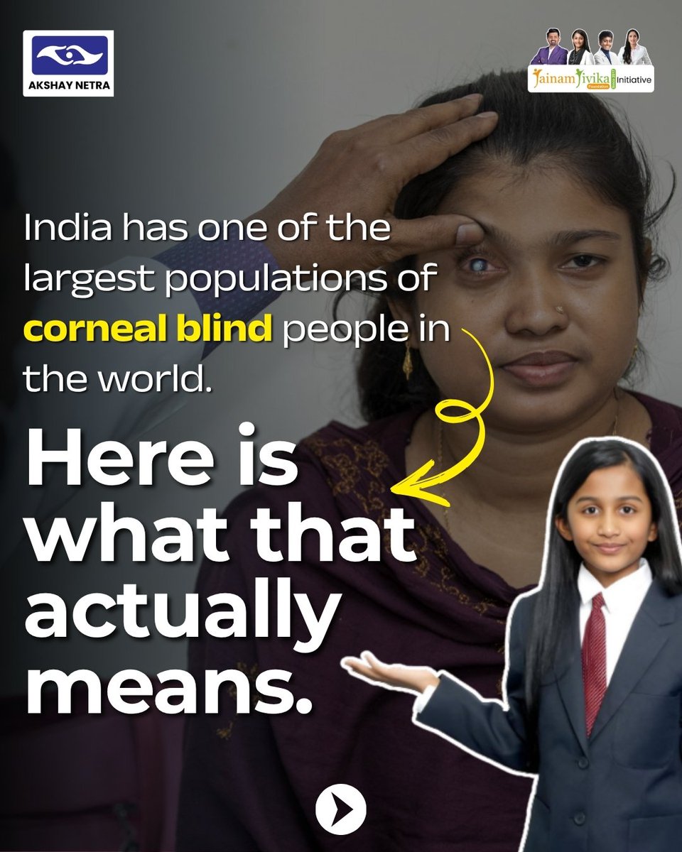 TeamAkshayNetra's tweet photo. 6.8 million people in India live with corneal blindness. 2 lakh are waiting for a cornea right now. Your 2-minute pledge can be someone's entire world. https://t.co/ix3KSdrKuz 👁️ #EyeDonation #CornealBlindness https://t.co/B1IIJenFEV