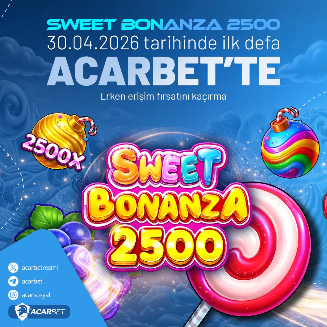 Şeker tadında bir maceraya hazır mısın? 🍭 Sweet Bonanza 2500, 30.04.2026’da ilk kez Acarbet’te! Büyük kazançlar ve sınırsız eğlence seni bekliyor. Erken erişim fırsatını kaçırma! 🎰 #SweetBonanza #Acarbet #KazançZamanı