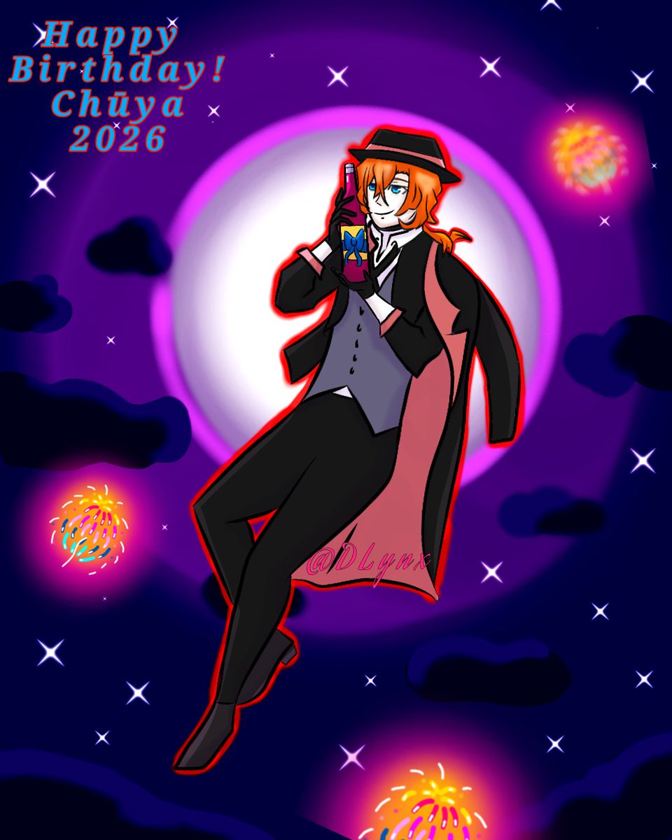 ElinkDLynx's tweet photo. I know the day has already passed, but I'm going to post it here anyway.  #bsd #fanart #chuuyanakahara https://t.co/DHlTWmUSer