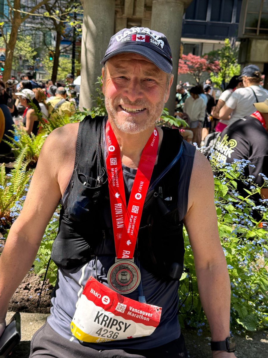 KripsJason's tweet photo. Challenged myself on Sunday for my first ever full marathon! Rookie mistake going out too fast for the first 23 km…after that reality AND the heat set in! Great experience, with incredible scenery to inspire all runners! Well organized and amazing volunteers! #runvan #bmovm https://t.co/wrJn2vltEL