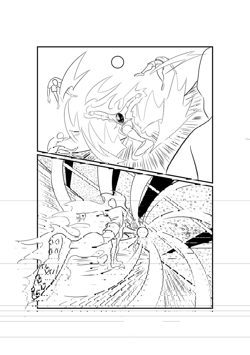 TENGO_STYLE2000's tweet image. Page 6 of NDAMBA and the chaos is just getting started. ⚡️

Every line tells a story. Raw lineart, pure energy — this is what it looks like before the color hits. 🖊️🔥

#MangaArt #LineArt #OriginalManga