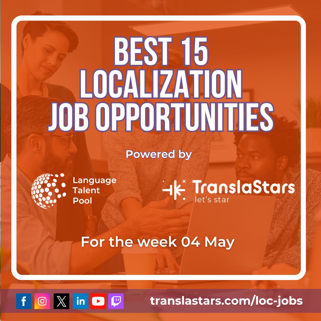TranslaStars's tweet photo. 🚀 New #LocalizationJobs just dropped!
New roles with Google, Adecco, Apple &amp; more across EMEA, Americas &amp; APAC. 🌍
💼 Explore global #LocalizationCareers https://t.co/WibSUfp6M2
🧠 #KeepOnLearning with TranslaStars: https://t.co/rsci68ystq

#LocalizationCareers https://t.co/ivPG5okiPE
