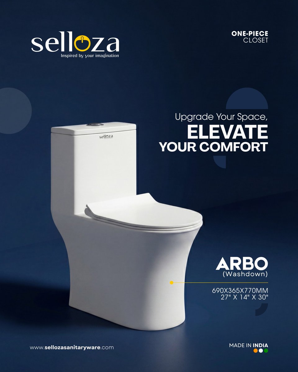 SellozaLLP's tweet image. Upgrade your space, elevate your comfort! 
💙✨
​Choose the perfect fit for your modern bathroom with Selloza's premium One-Piece Closets. 

Will it be the sleek ARBO (Washdown) or the advanced SIMON (Syphonic)? 🚽

​Both backed by a 10-year guarantee! Proudly #MadeInIndia 🇮🇳🌍