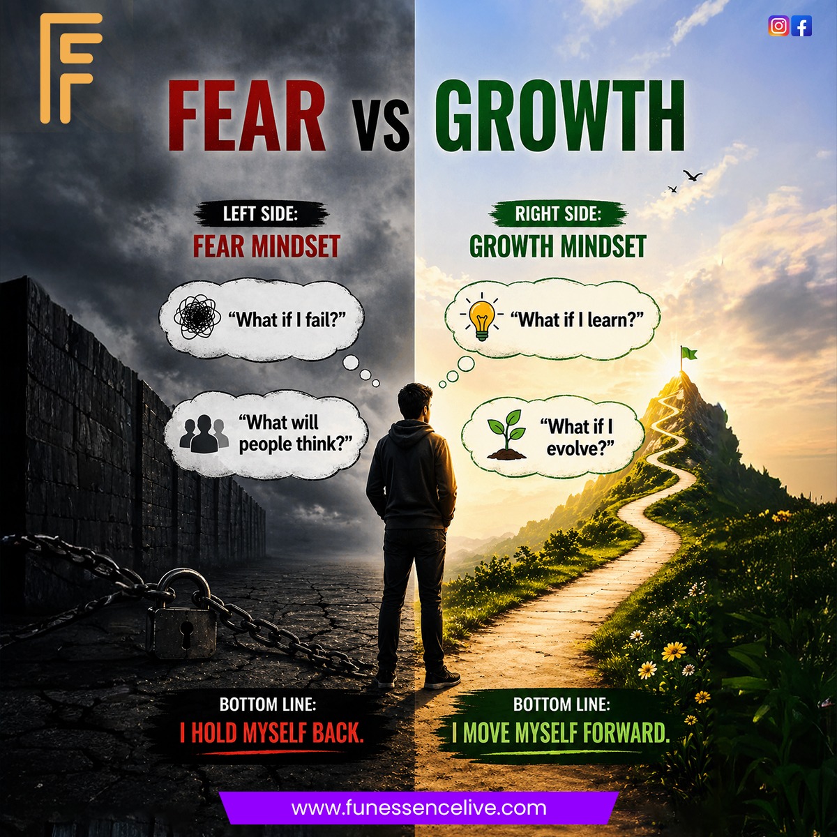 funessencelive's tweet image. Fear keeps you stuck while growth moves you ahead choose your mindset and change your direction today.

#growthmindset #personaldevelopment #motivationdaily #successmindset #selfimprovement #positivethinking #mindsetshift #overcomefear #goalsetting
