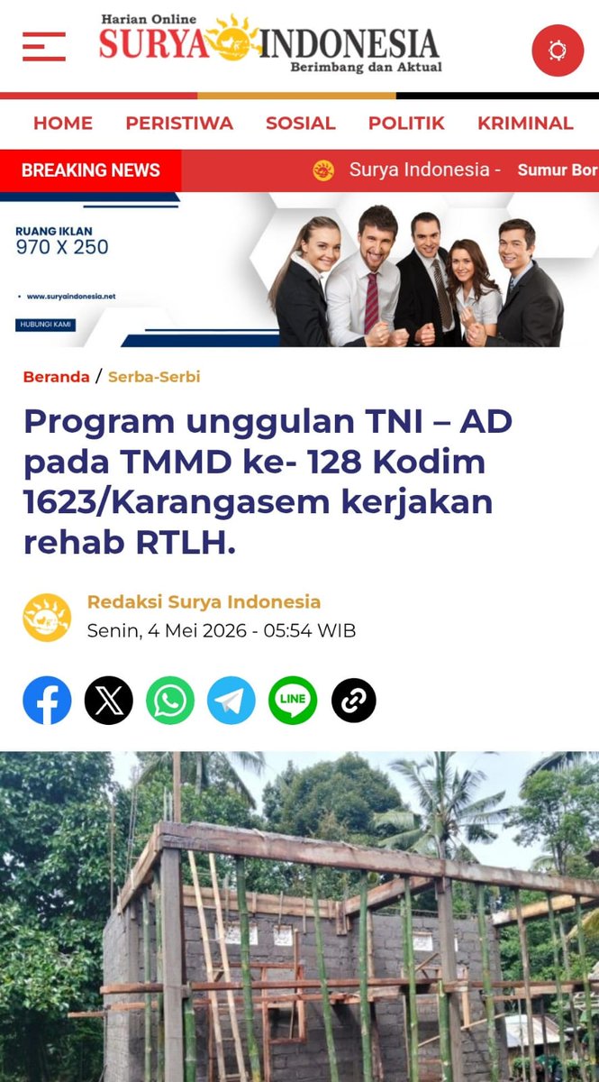 akinoyokoooo's tweet photo. Bersama TNI Kita turun tidak sekadar di kota besar atau pangkalan besar, melainkan hingga daerah paling ujung, terjauh, dan terpinggirkan. Segenap inci wilayah merupakan medan bakti.
Hadirkan Rasa Aman https://t.co/g0RUVPbojX