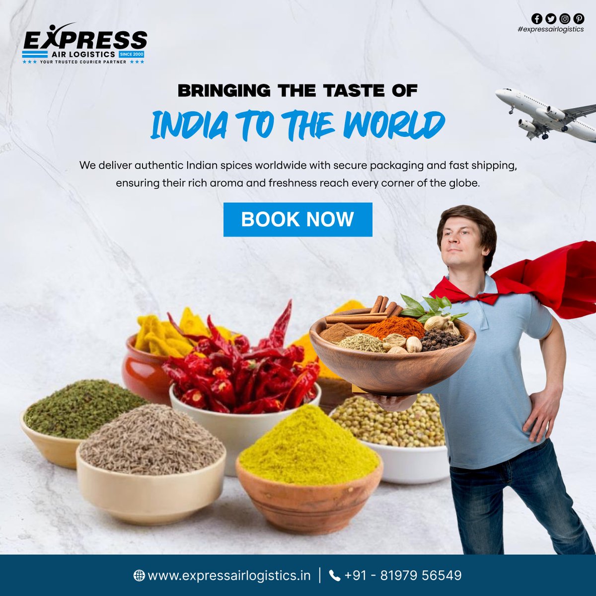 expressairlogis's tweet photo. Bringing the authentic taste of India to the world 🌍🌶️
Fast, secure &amp; reliable international shipping you can trust. ✈️📦
Send spices. Send love. ❤️
Book now 👉 https://t.co/EhlR2PnfVh https://t.co/A5mzyEW9To