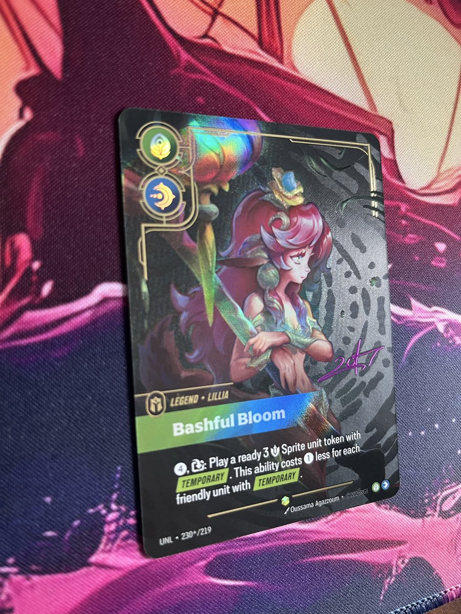 The_Rithmatist's tweet photo. Such a good time playing Riftbound pre-release all weekend. 

1-2 with Vi
3-0 with LB and red Rengar Champion 
2-1 with Diana and used Blue Diana going second with purple Kha going first 

Pulling the signature of my league main was a highlight. https://t.co/UovrSm0fcg