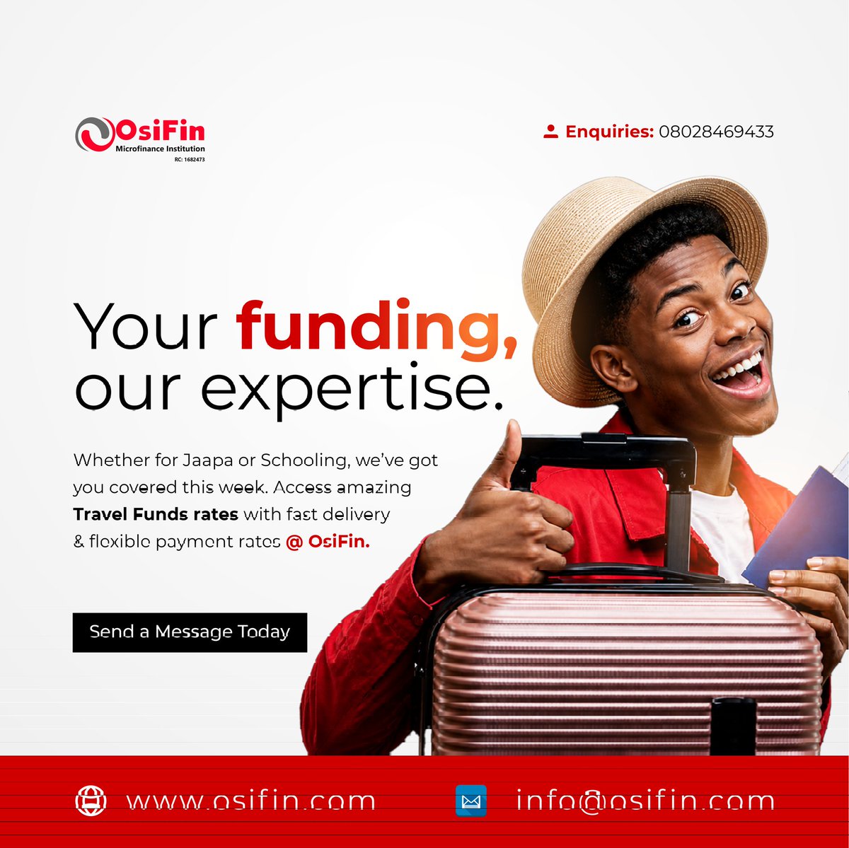 OsiFin's tweet image. It's a new week!!!😍
Access bulk funds whether for jaapa or schooling this week at amazing rates with fast delivery and flexible payment rate at OsiFin Microfinance.

For enquiries call: 08028469433

#newweek 
#travel 
#immigration 
#funds 
#loan
#CareerOpportunity 
#nigeria