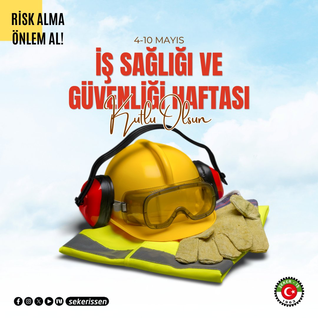 sekerissen's tweet photo. Risk alma, önlem al!

Dikkat hayat kurtarır, tedbir geleceği korur!
Emeğin değeri, güvenlikle anlam kazanır!

İş Sağlığı ve Güvenliği Haftası’nda bir kez daha hatırlatıyoruz: İş kazaları kader değil, alınmayan önlemlerin sonucudur. https://t.co/UOZczd29yY