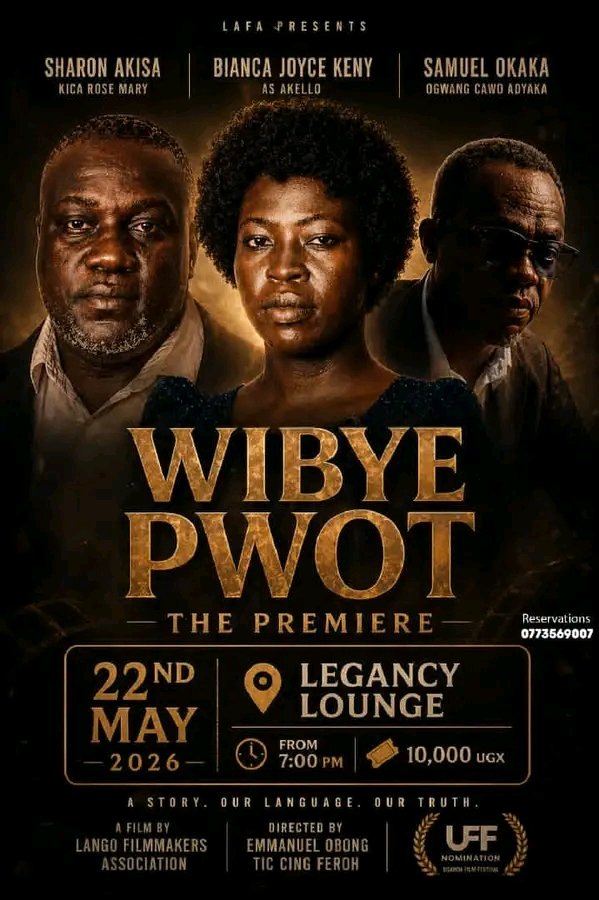 Brian__Skid's tweet image. Wibye Pwot - The Premiere 

Join us for the grand premiere of the movie #Wibye_Pwot on 22nd May 2026 at Legacy Lounge from 7PM

Starring Sharon Akisa as Kica Rose Mary, Bianca Joyce Keny as Akello, and Samuel Okaka as Owang Cawo Adyaka

Directed by Emmanuel Obong Tic Cing Feroh