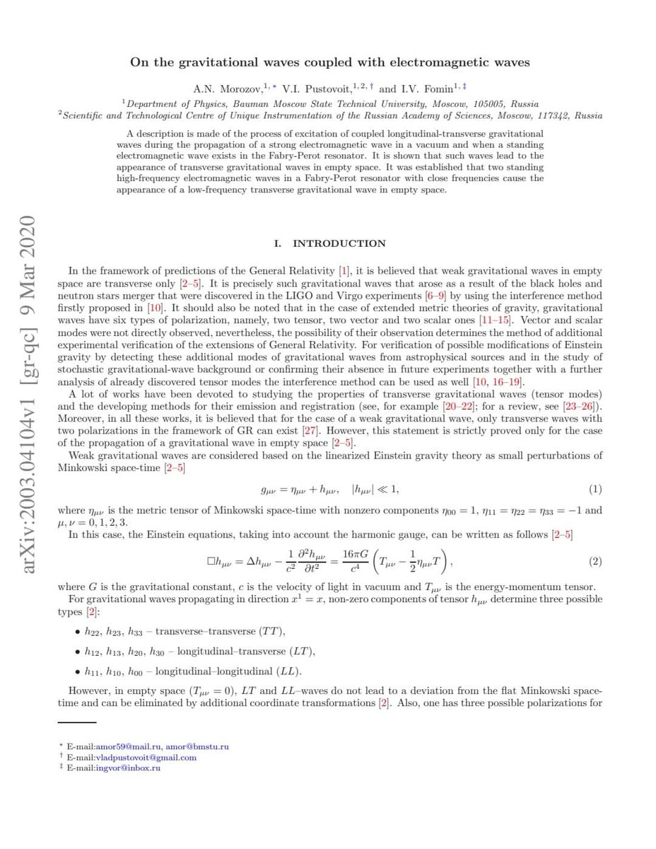 Moth3693's tweet image. More documents in comments 
Gravitational waves coupled with electromagnetic waves #plasma #fusion