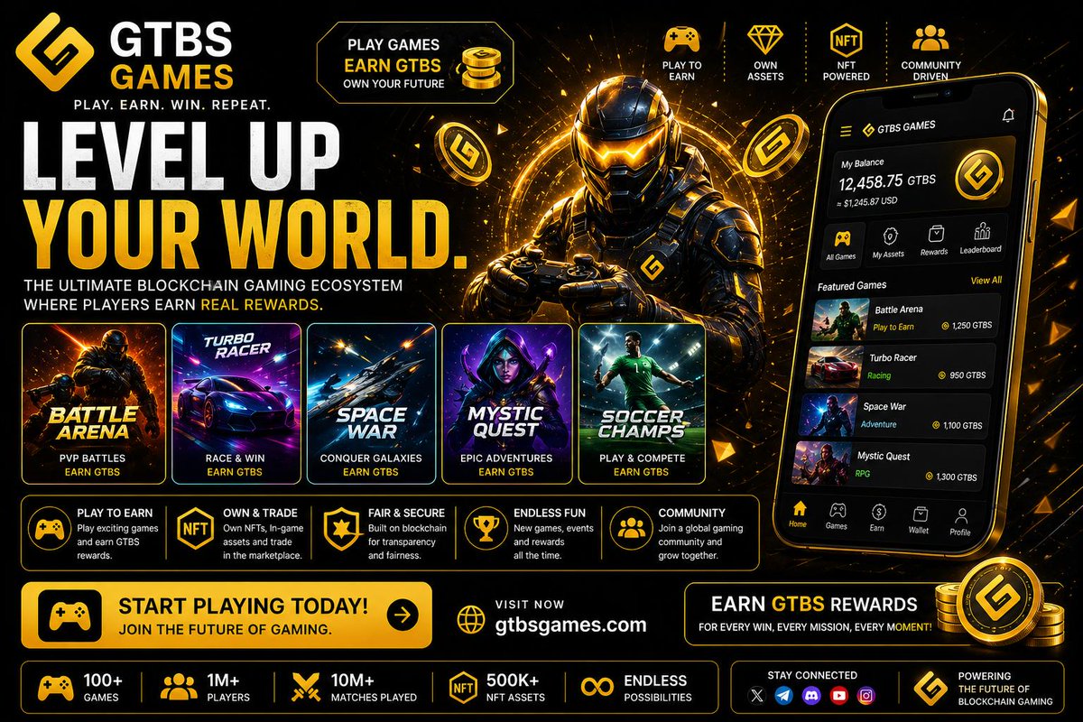 Gtbschain's tweet image. 🎮 Level up your world with GTBS Games 🚀

Play. Earn. Win. Repeat.
🔥 Battle, race, explore &amp;amp; conquer while earning real rewards
💰 Turn your gameplay into profits with Play-to-Earn

Start your journey today and own your gaming future!

#GTBS #GTBSGames #PlayToEarn