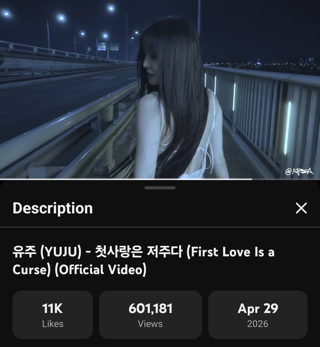 Yuju's 'First Love Is a Curse (첫사랑은 저주다)' MV has surpassed 600k views. Keep streaming LUVUs

🔗 youtu.be/5TudZQsVi7s

#YUJU #유주