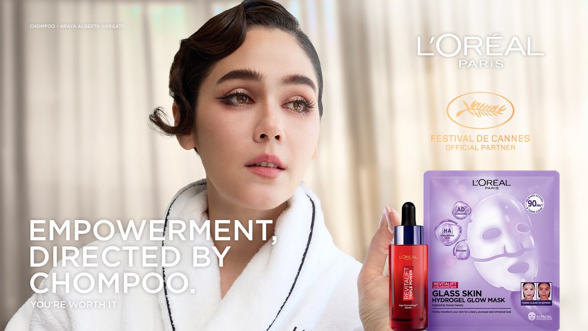LOrealParisTH's tweet image. Preparing for something powerful 𝒘𝒊𝒕𝒉 𝑪𝒉𝒐𝒎𝒑𝒐𝒐 🤍

𝑪𝒂𝒏𝒏𝒆𝒔 2026 🇫🇷 is calling.
Stay tuned.

#LOrealParisCannes #LightsOnWomensWorth #WorthIt #LOrealParisTH #LOrealParisCannesTH2026 #skincare #makeup #LOrealParisCannesxChompoo
#Chompoo #ชมพู่อารยา