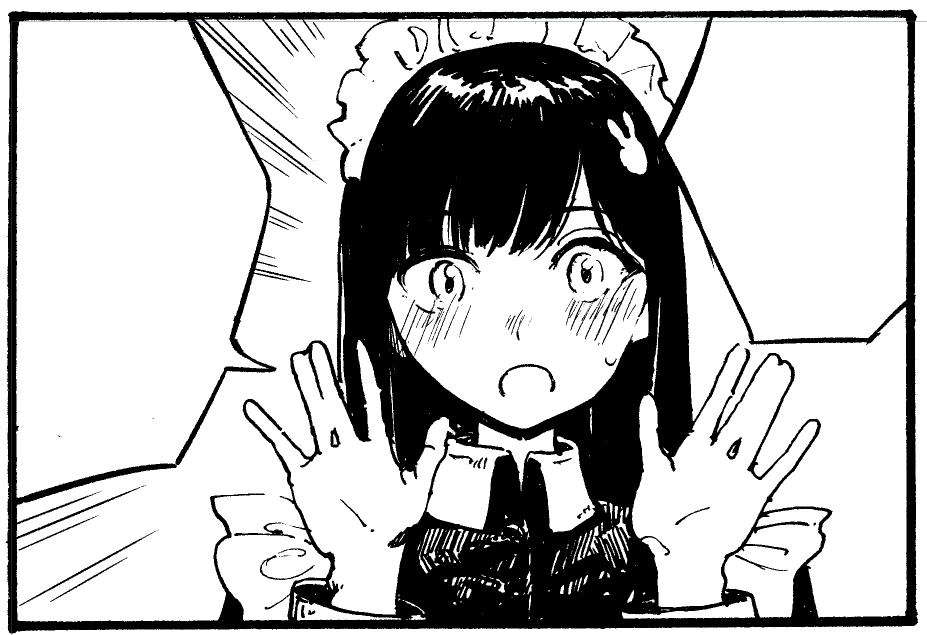 照れるメイドさんのコマ 