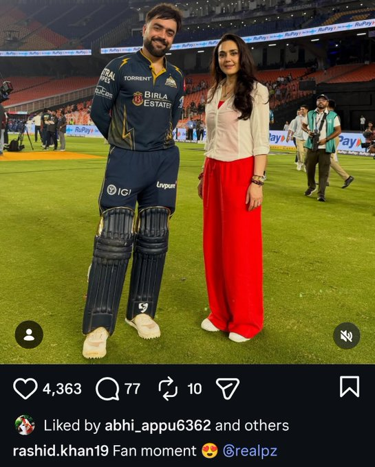 Akaran_1's tweet image. RASHID KHAN x PREITY ZINTA ♥️🔥

- Special Instagram post 📸

#RashidKhan #PreityZinta #IPL #Cricket 🔥🏏