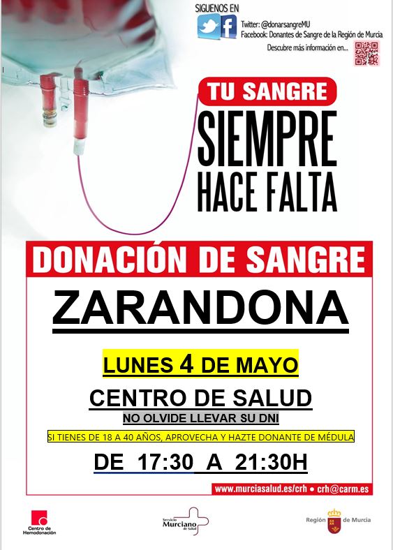 DonarSangreMU's tweet photo. 🩸En la Región de Murcia se necesitan 250 donaciones diarias para garantizar la actividad médica y quirúrgica de los hospitales.
🩸Esta tarde nuestras unidades móviles se desplazarán para #DonarSangre y #RegalarVidas 👉 #Santomera #Zarandona y #LLanoDeBrujas de 17:30 a 21:30h. https://t.co/FEGfuVhFtJ
