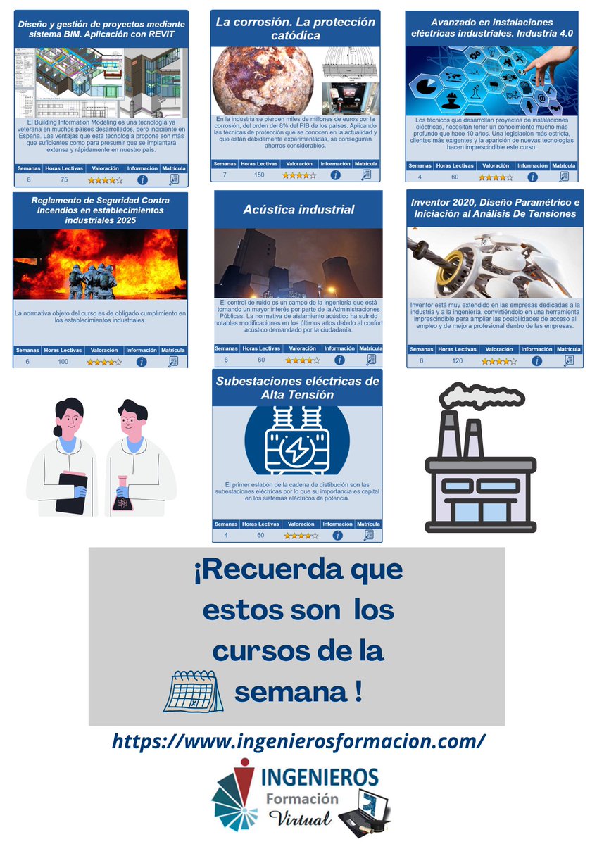 cogiti's tweet image. 📚⚙️ Recordatorio: cursos de la semana en Ingenieros Formación

💡 Aún estás a tiempo de formarte y mejorar tu perfil

👉 ingenierosformacion.com

#Ingeniería #Formación #DesarrolloProfesional