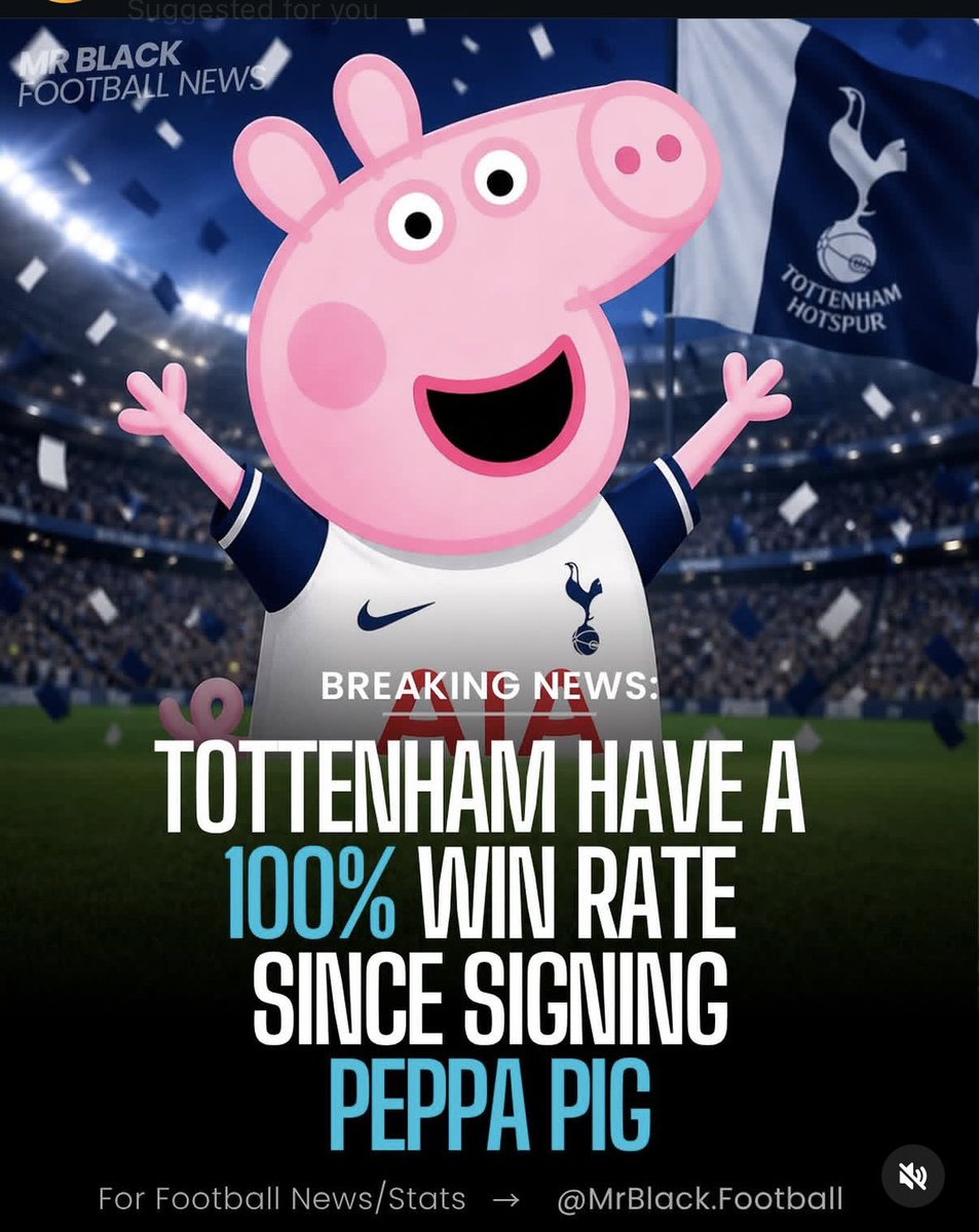 optimisticyetis's tweet photo. Best signing we’ve ever made! “She’s one of our own! She’s one of our own! Peppa Pig, she’s one of our own!” #COYS #Tottenham #THFC https://t.co/G3VNVfjH6w