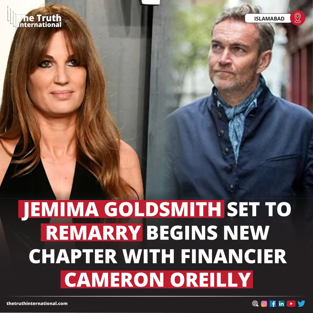 ttimagazine's tweet image. Jemima Goldsmith Set To Remarry Begins New Chapter With Financier Cameron Oreilly

CLICK HERE: thetruthinternational.com/jemima-goldsmi…

#JemimaGoldsmith #Remarry #Chapter #Financier #CameronOreilly #Islamabad #TTI