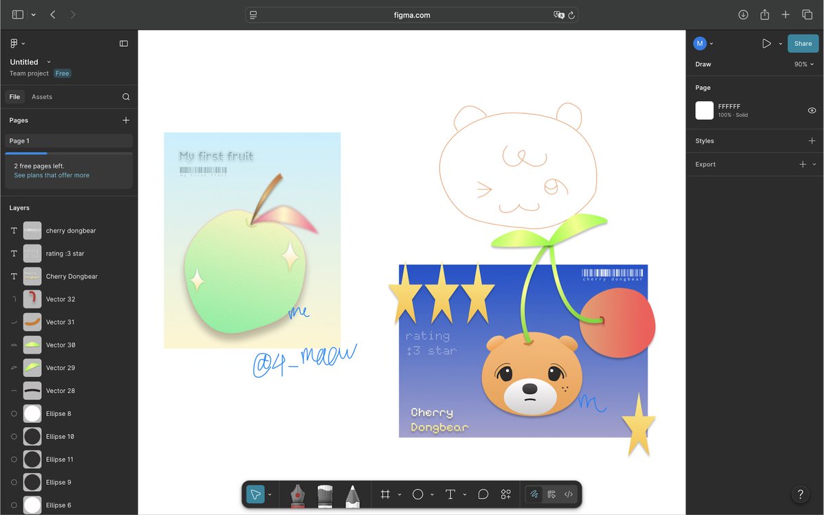 4_maow's tweet image. First time with Figma &amp;gt;_&amp;lt;!!!
#illustration #GraphicDesign #Figma