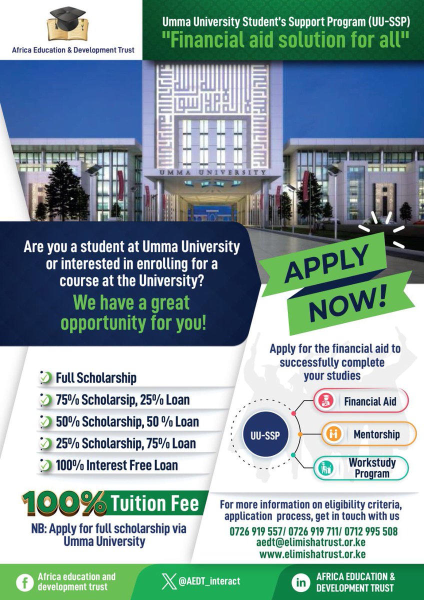AEDT_Interact's tweet photo. From ambition to achievement 🎓🔥
To our AEDT applicants at Umma University — this is more than admission, it’s a chance to change your story. Make it count! @abdallaumar1 @UmmaUniversity
#AEDT #UmmaUniversity #EmpoweredYouth #Admissions2026 #SuccessJourney https://t.co/JWD8aoFc9N