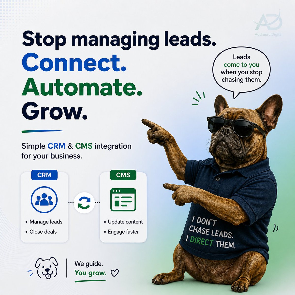 AddmoreDigi's tweet image. Stop chasing leads… they’re not your ex 😅
 Connect. Automate. Grow.Let your systems do the hard work while you focus on closing deals.
Simple CRM &amp;amp; CMS integration = smarter business.We guide. You grow.
#CRM #CMS #BusinessGrowth #AddmoreDigital #MarketingStrategy #SmallBusiness