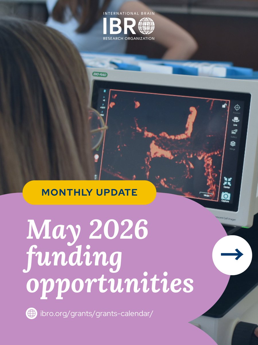 IBROorg's tweet image. 📢 Multiple IBRO #grants are open this May, supporting you in:
• upskilling yourself
• attending a conference
• organizing a conference event (only open for certain #IBROMembers)
• or building a neuroscience #training program

🔗 Discover the calls: ibro.org/grants/grants-…