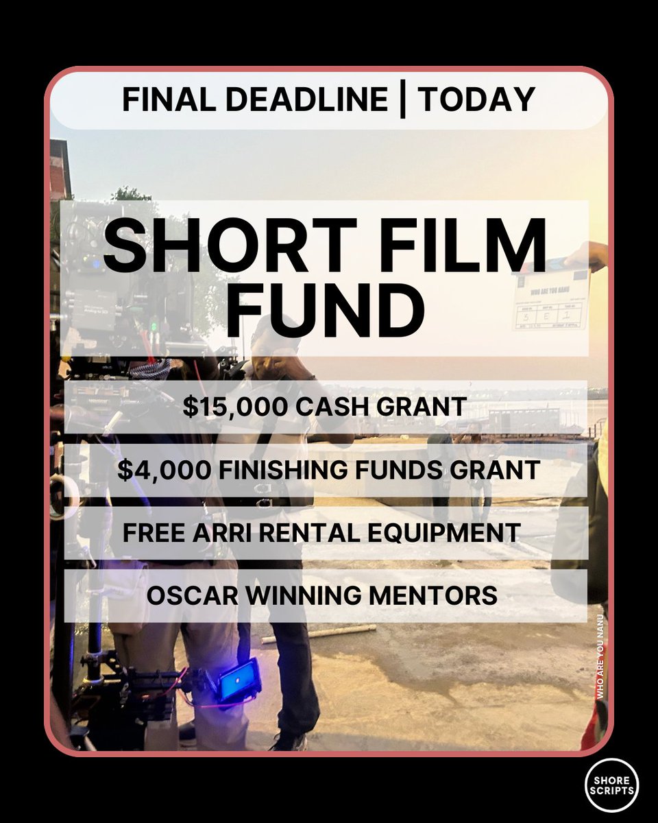 ShoreScripts's tweet image. Today is the FINAL deadline! Submit your script for the chance to receive a $15,000 production grant or $4,000 in finishing funds, plus mentorship, festival strategy support, and free camera rental equipment to help bring your film to life. #screenwriting

shorescripts.com/shortfilmfund/