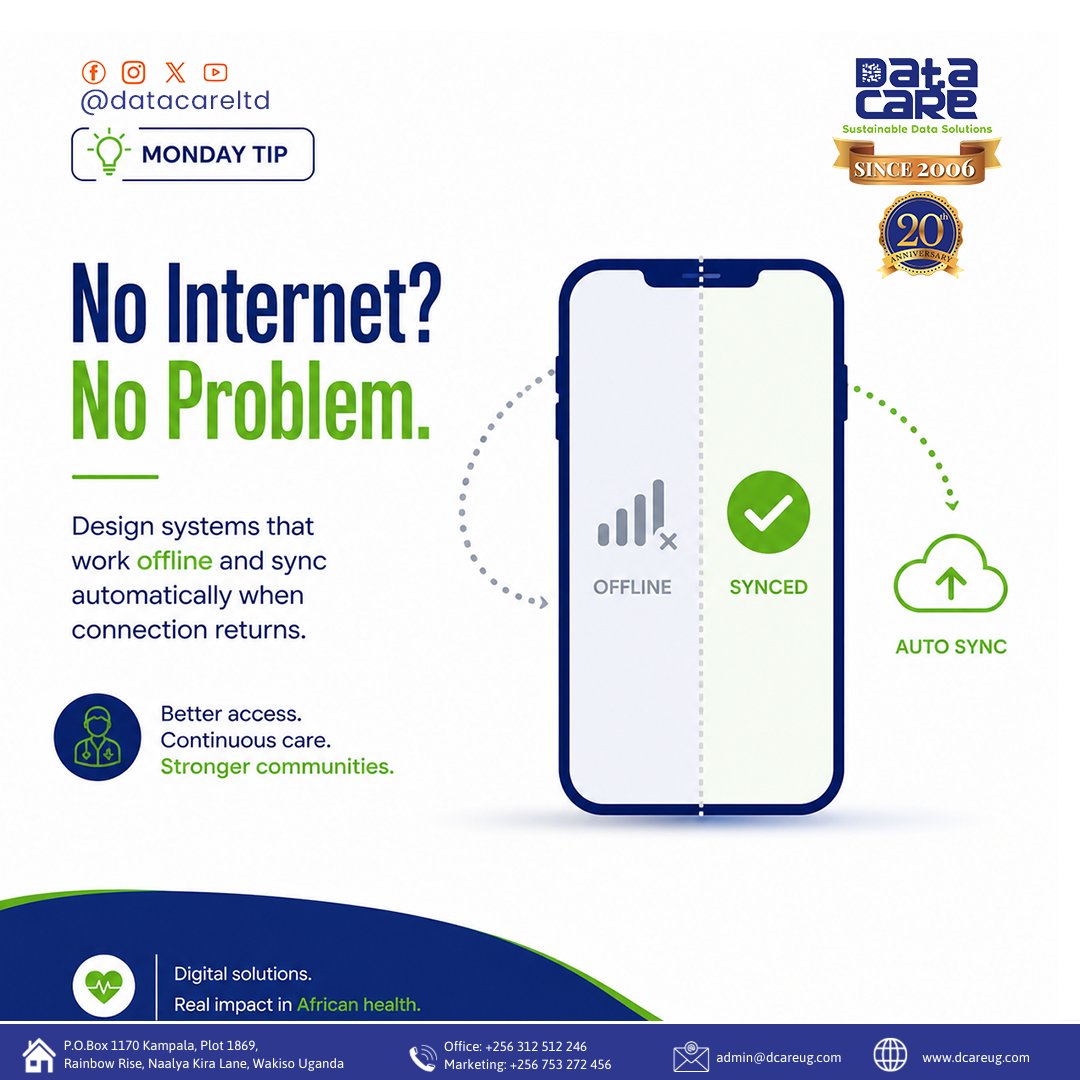 Dcareug's tweet photo. 𝗡𝗼 𝗶𝗻𝘁𝗲𝗿𝗻𝗲𝘁? 𝗦𝘁𝗶𝗹𝗹 𝗱𝗲𝗹𝗶𝘃𝗲𝗿𝗶𝗻𝗴 𝗰𝗮𝗿𝗲. 💡

In many parts of Africa, connectivity isn’t guaranteed but healthcare must be.
Because real impact isn’t built on perfect conditions. it’s built for reality.
𝗕𝘂𝗶𝗹𝗱 𝘀𝗺𝗮𝗿𝘁. 𝗕𝘂𝗶𝗹𝗱 𝗳𝗼𝗿 𝗔𝗳𝗿𝗶𝗰𝗮 https://t.co/p0RuN2OToR