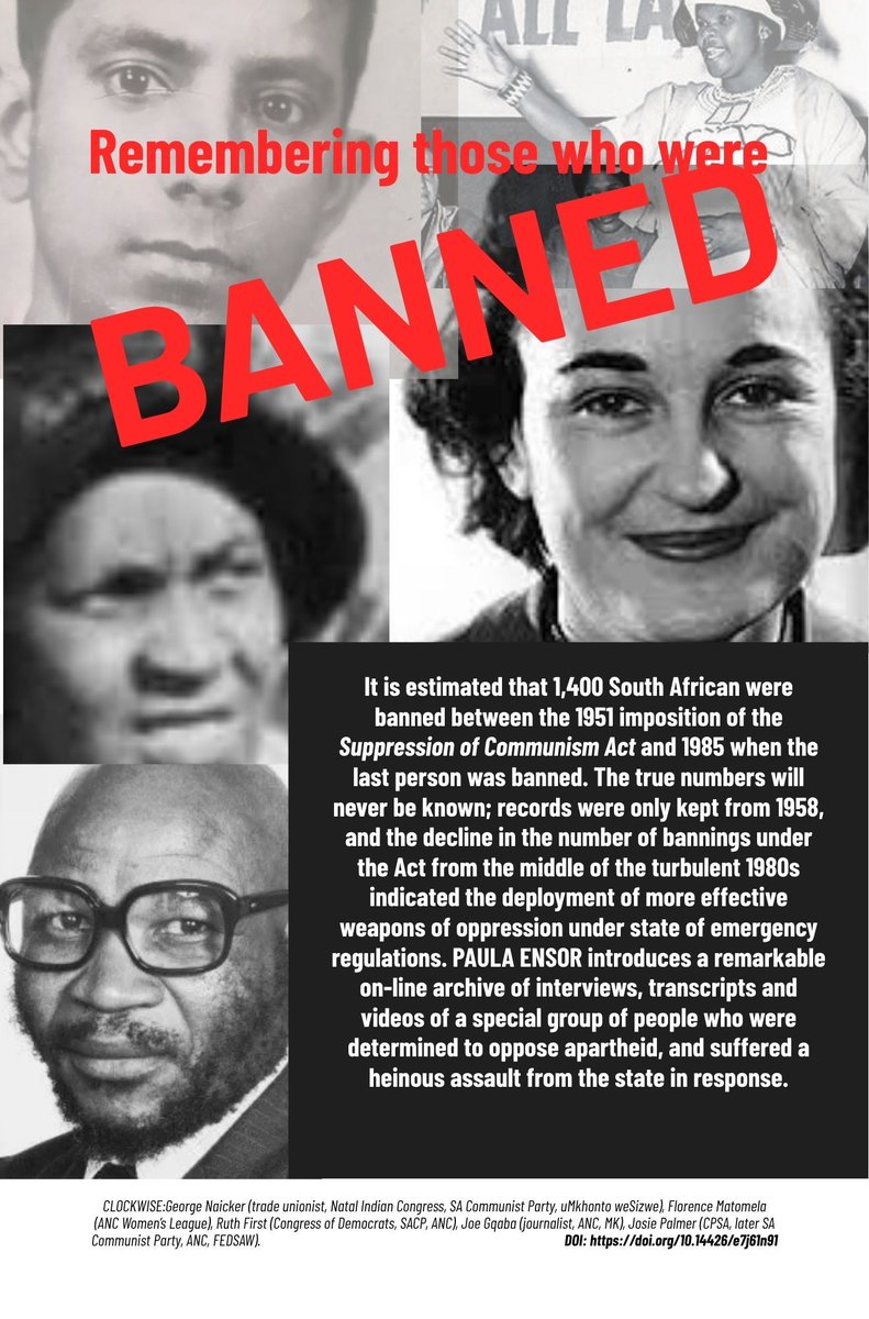 IfaaCT's tweet photo. New Agenda 100 | Remembering those who were banned
An estimated 1,400 South African were banned between 1951 and 1985 when the last person was banned. True numbers will never be known

🔗 Read the article: https://t.co/Eu27sNAJ5T 
 📕 Read New Agenda 100: https://t.co/CWKHFMwHnO https://t.co/sEZnKMtM7h