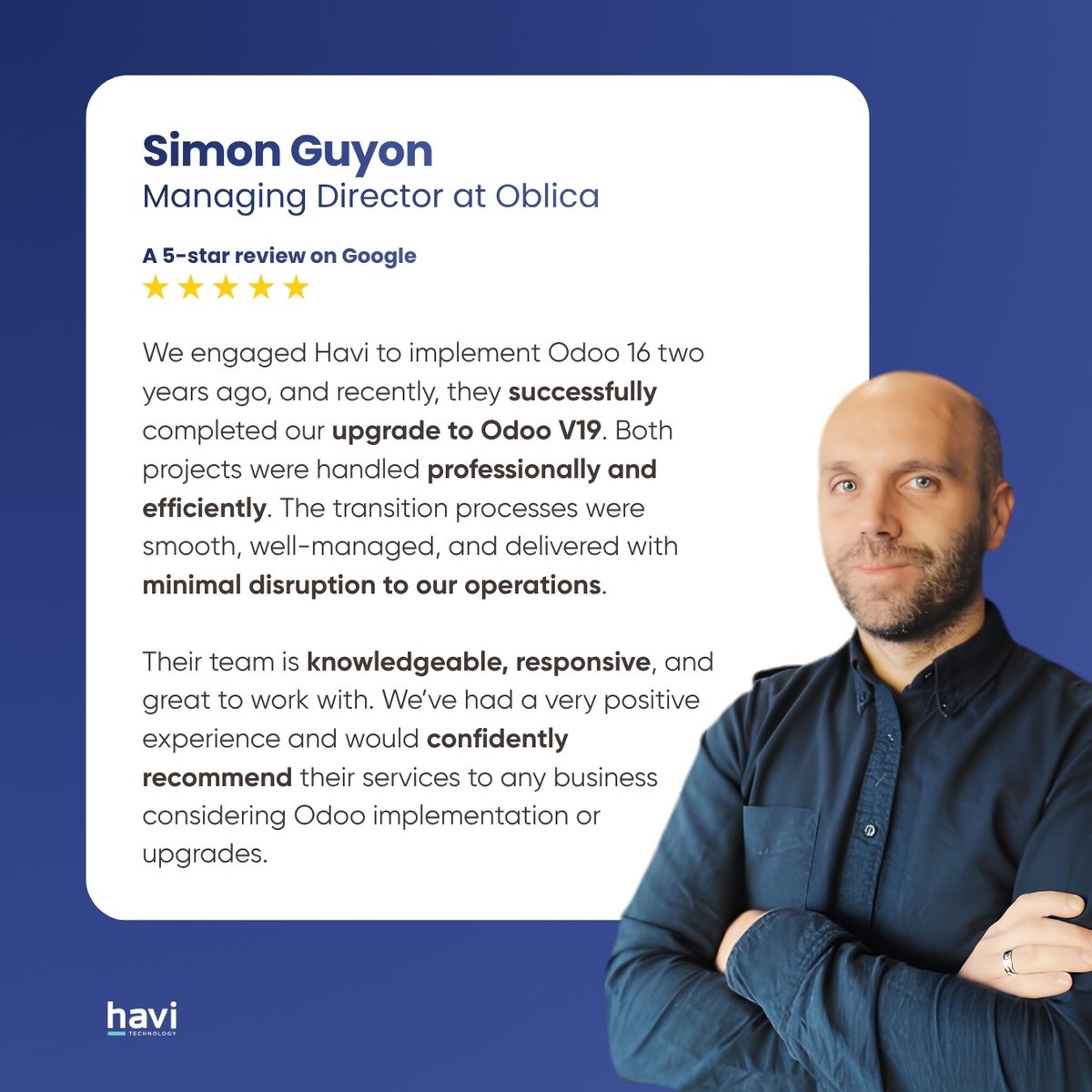 This feedback genuinely means a lot to our team.
We’ve worked closely with Simon and his team from implementation through to the #Odoo19 upgrade, so hearing the transition felt smooth and low-disruption is exactly what we aim for.

Thank you, Simon Guyon.