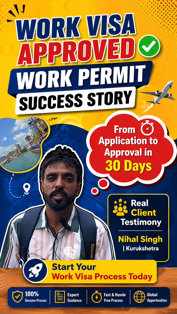 MadhavImmig's tweet image. 30 din me Work Visa Approved 

Nihal Singh ka sapna aaj reality ban gaya 

✔ Real client
✔ Proper process
✔ Genuine guidance
 Jab process clear ho, result fast aata hai 
 Aap kitne time se plan kar rahe ho abroad jaane ka?

#VisaSuccess #WorkVisa2026 #AbroadJobs