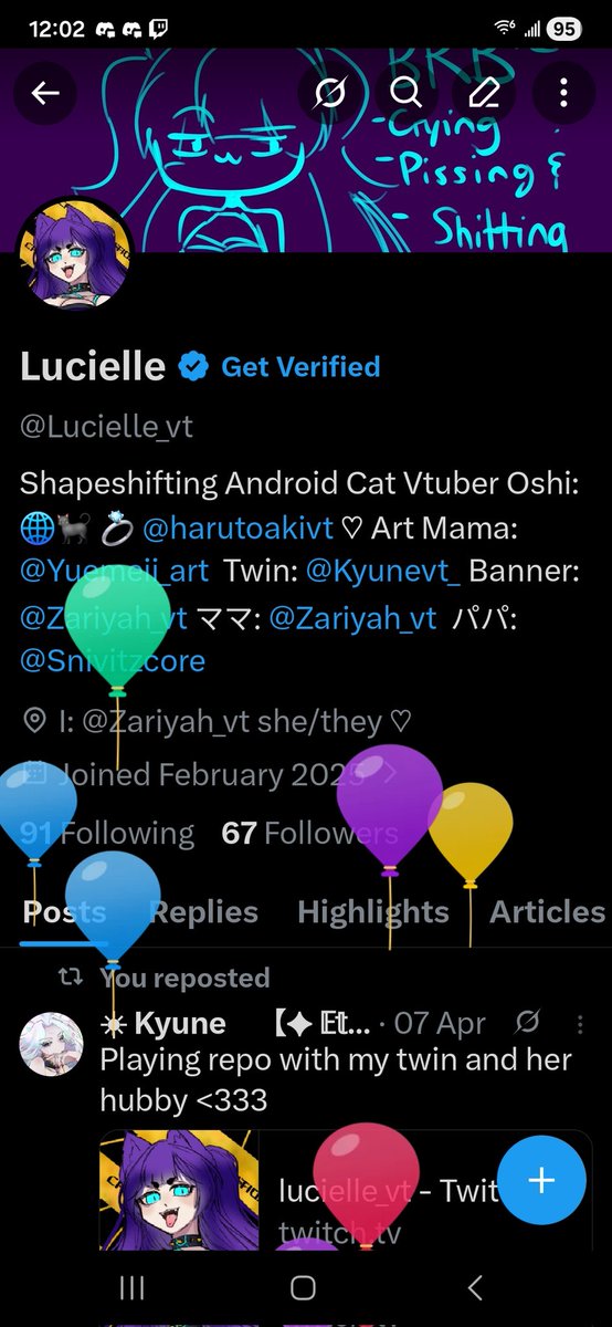 SakuraHanakiVT's tweet photo. Balloon day!! 💜💙 https://t.co/YE3w67k8BD