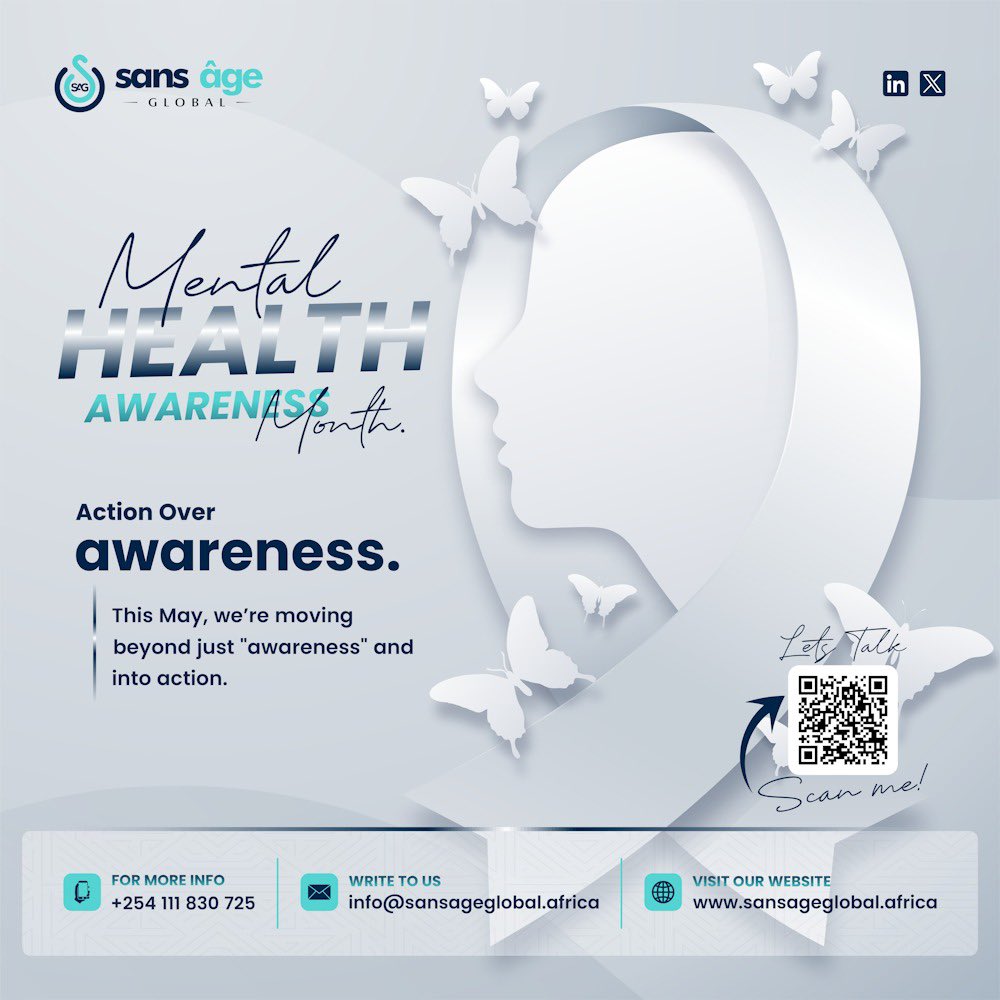 SansAgeGlobal's tweet image. Mental health is a priority, not just a topic. This month, we’re advocating for "Action Over Awareness." 🤝

#MHAM2026 #Wellbeing #MentalHealthMatters