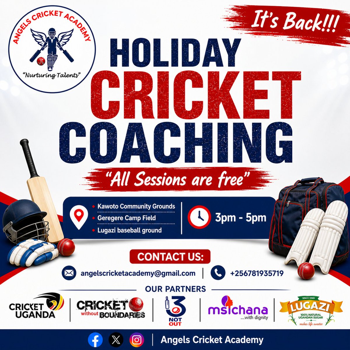 AngelsCricket's tweet photo. It’s BACK!!! 🔥🏏
Bringing young talents together this holiday! 🏏❤️. Join our Holiday Cricket Coaching sessions and level up your game!
Sessions will run from 4th - 24th May, 2026.
#nurturingtalents #holidayvibes #cricket https://t.co/gCVjTky2ty